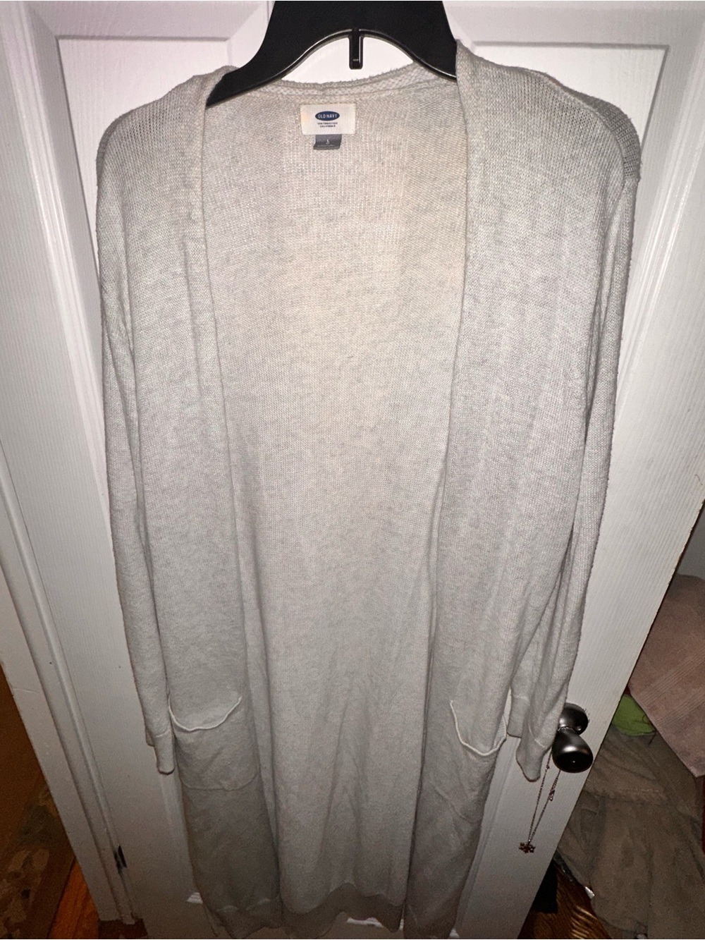 Old Navy Light Gray Open-Front Long Cardigan